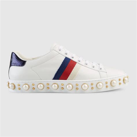 gucci pearl trainers|Gucci ace high top sneakers.